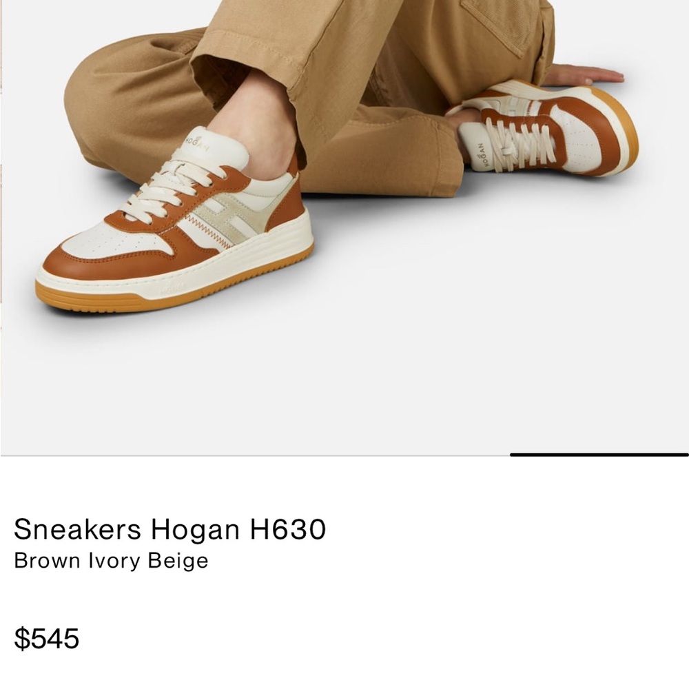 Hogan White and Brown Sneakers